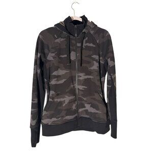 Athleta Triumph Camo Full-Zip Hoodie Jacket Black/Gray Size M